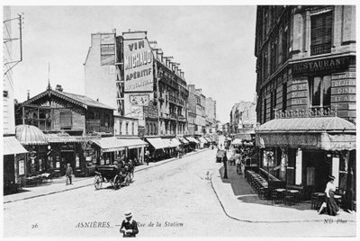 View of Asnieres, Rue de la Station, c.1900 by French Photographer